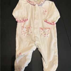 Kissy Kissy Pink and White Floral Footie